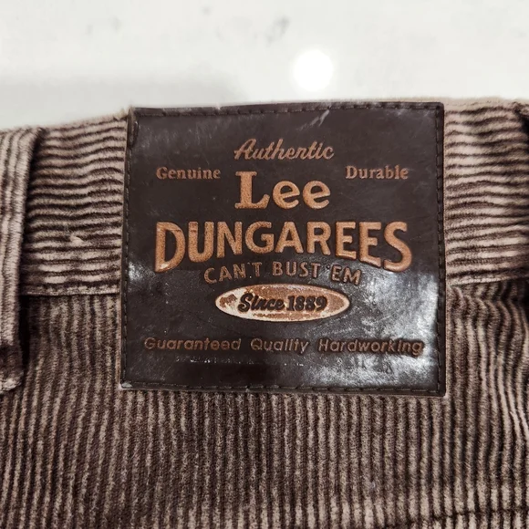 Vintage Lee Dungarees Corduroy Pants Mens 38/32 Brown Loose Straight Leg 80s 90s - Picture 6 of 13
